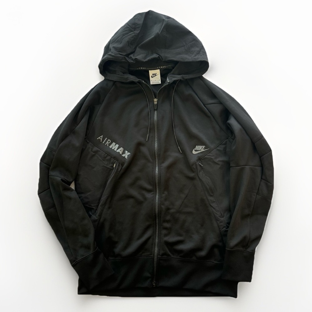 Nike Air Max Jacket Zip Up Black Men’s Size M Pockets Drawstring Athleisure